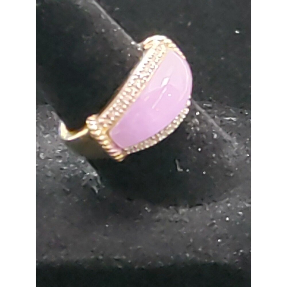 LAVENDER Jadeite JADE 14K GOLD & Diamond Ring Vintage Size 7 4.71 G - Picture 4 of 7